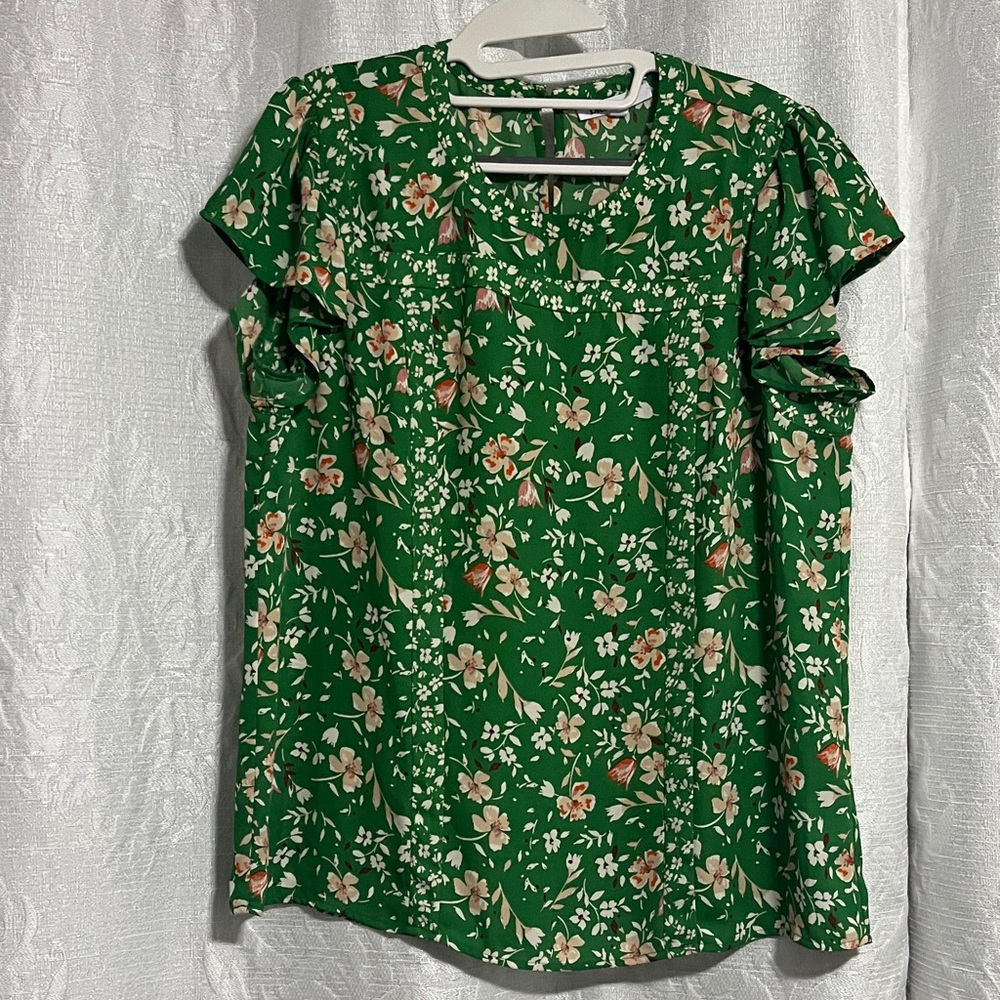 DR2 Emerald Floral Print Blouse